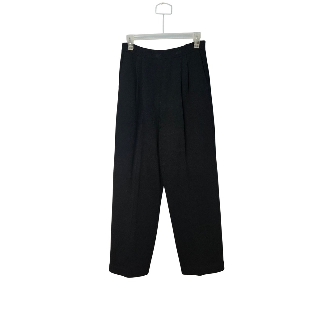 St. John Basics Black Santana Knit Pleated‎ Pants Womens Size 8